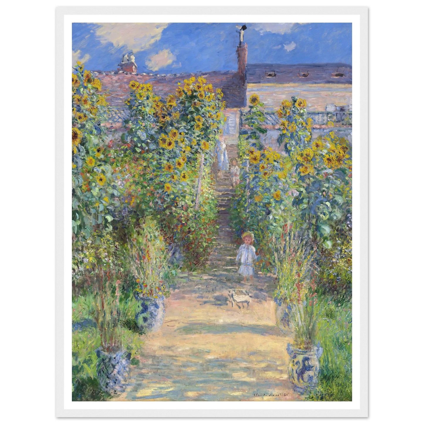 The Artist’s Garden at Vétheuil (1881) Art Print | Claude Monet - Framed Poster - 30x40 cm / 12x16″ - Black frame