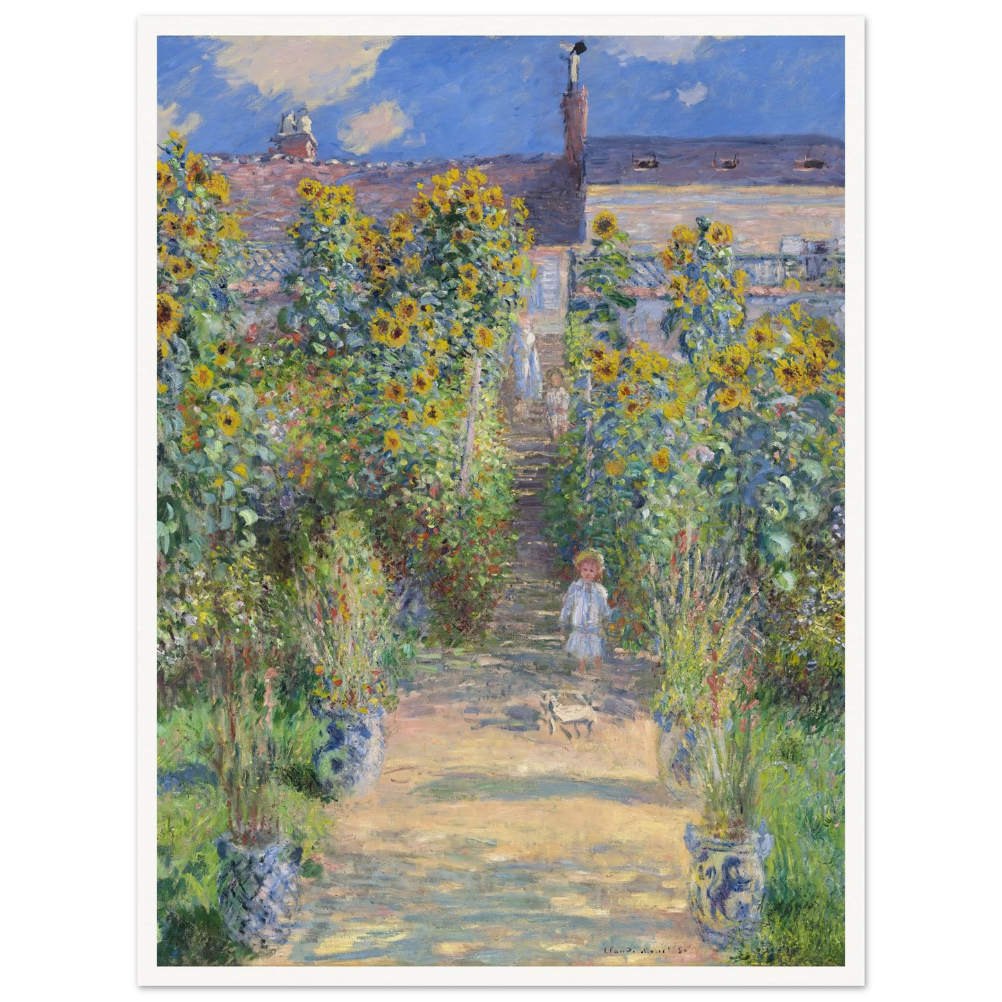 The Artist’s Garden at Vétheuil (1881) Art Print | Claude Monet - Framed Poster - 30x40 cm / 12x16″ - Black frame