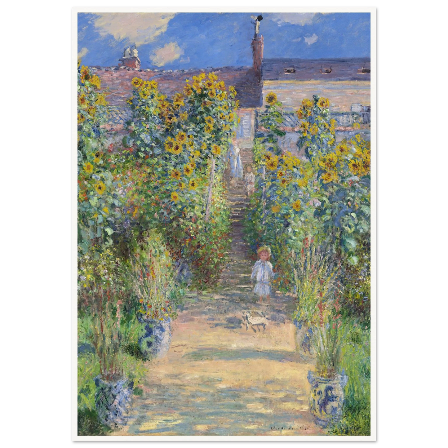 The Artist’s Garden at Vétheuil (1881) Art Print | Claude Monet - Framed Poster - 30x40 cm / 12x16″ - Black frame