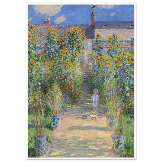 The Artist’s Garden at Vétheuil (1881) Art Print | Claude Monet - Framed Poster - 30x40 cm / 12x16″ - Black frame