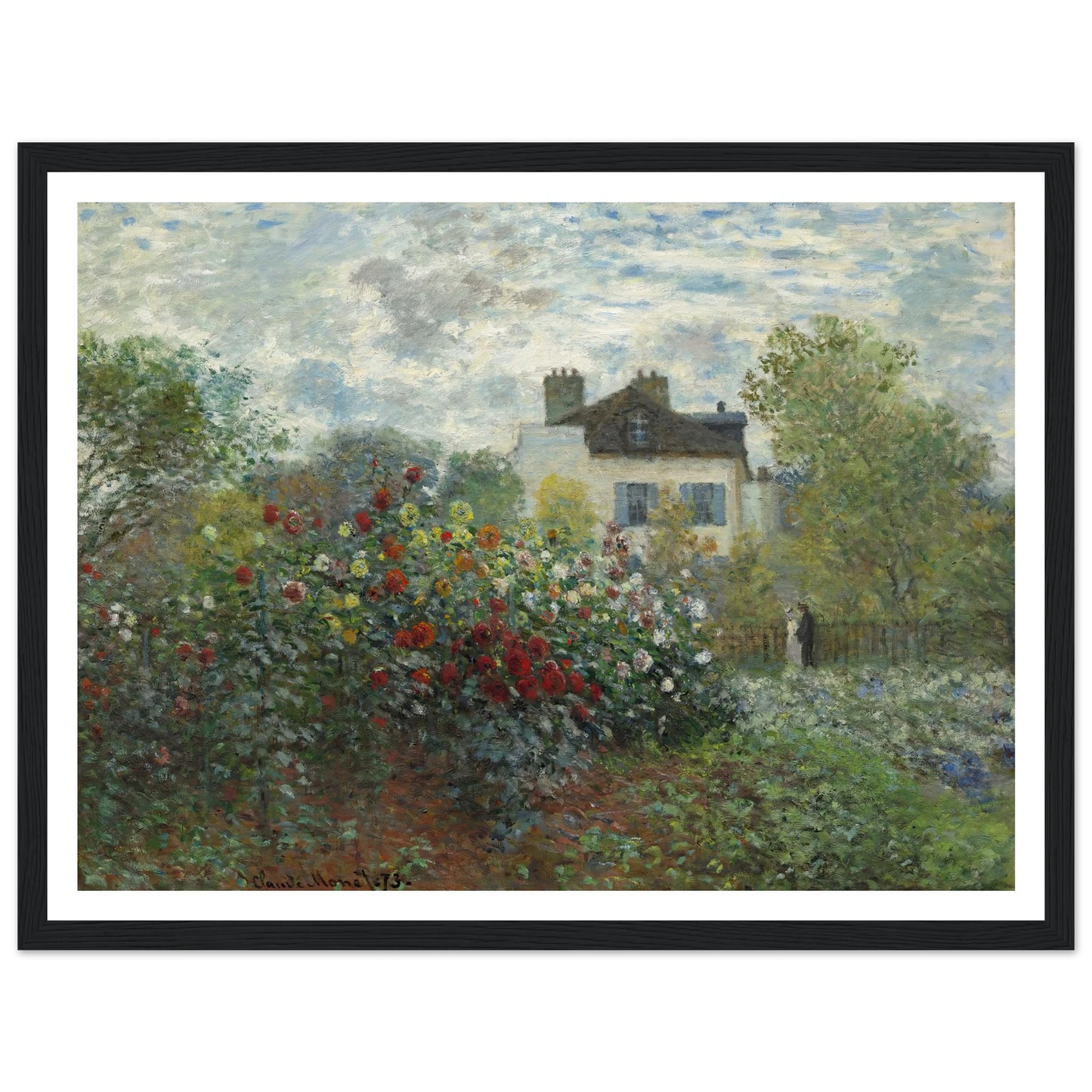 The Artist’s Garden in Argenteuil (A Corner of the Garden with Dahlias) (1873) Art Print | Claude Monet - Framed Poster - 30x40 cm / 12x16″ - Black frame