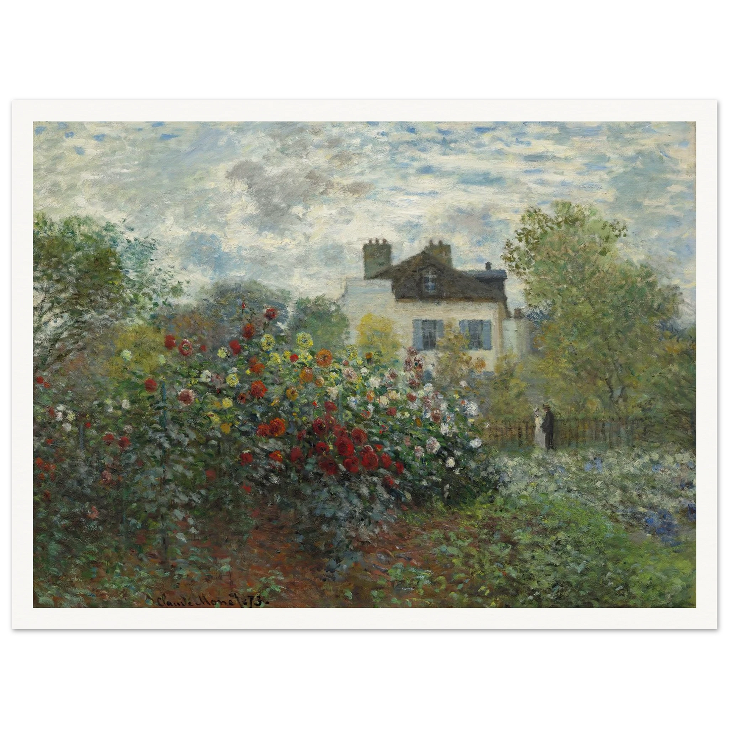 The Artist’s Garden in Argenteuil (A Corner of the Garden with Dahlias) (1873) Art Print | Claude Monet - Framed Poster - 30x40 cm / 12x16″ - Black frame