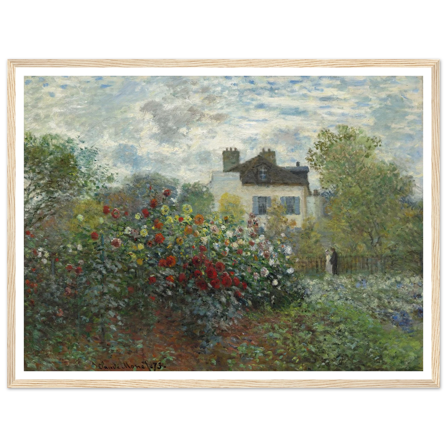 The Artist’s Garden in Argenteuil (A Corner of the Garden with Dahlias) (1873) Art Print | Claude Monet - Framed Poster - 30x40 cm / 12x16″ - Black frame