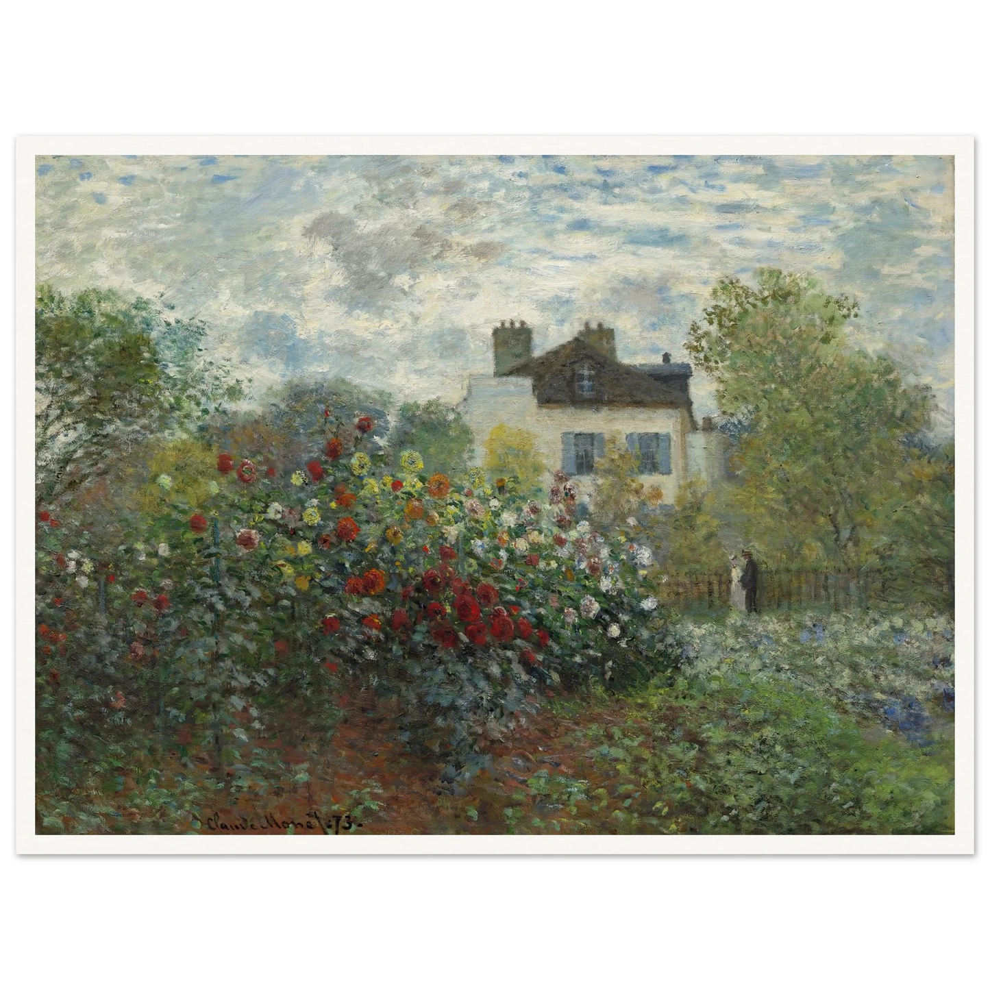 The Artist’s Garden in Argenteuil (A Corner of the Garden with Dahlias) (1873) Art Print | Claude Monet - Framed Poster - 30x40 cm / 12x16″ - Black frame
