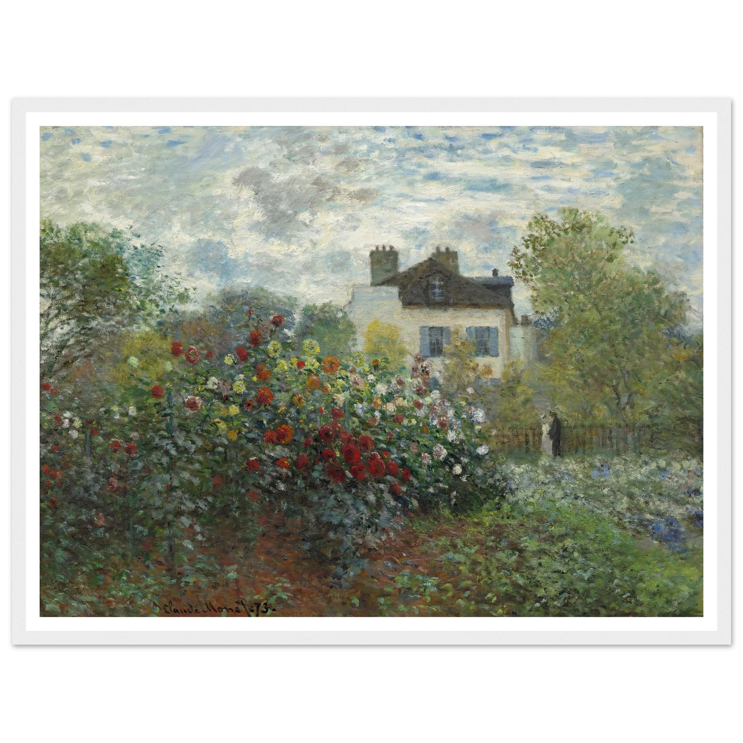 The Artist’s Garden in Argenteuil (A Corner of the Garden with Dahlias) (1873) Art Print | Claude Monet - Framed Poster - 30x40 cm / 12x16″ - Black frame