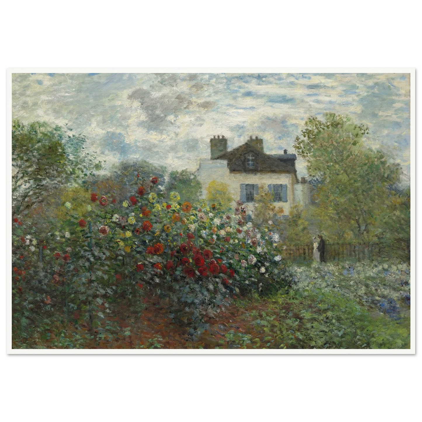 The Artist’s Garden in Argenteuil (A Corner of the Garden with Dahlias) (1873) Art Print | Claude Monet - Framed Poster - 30x40 cm / 12x16″ - Black frame