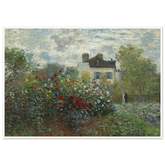 The Artist’s Garden in Argenteuil (A Corner of the Garden with Dahlias) (1873) Art Print | Claude Monet - Framed Poster - 30x40 cm / 12x16″ - Black frame