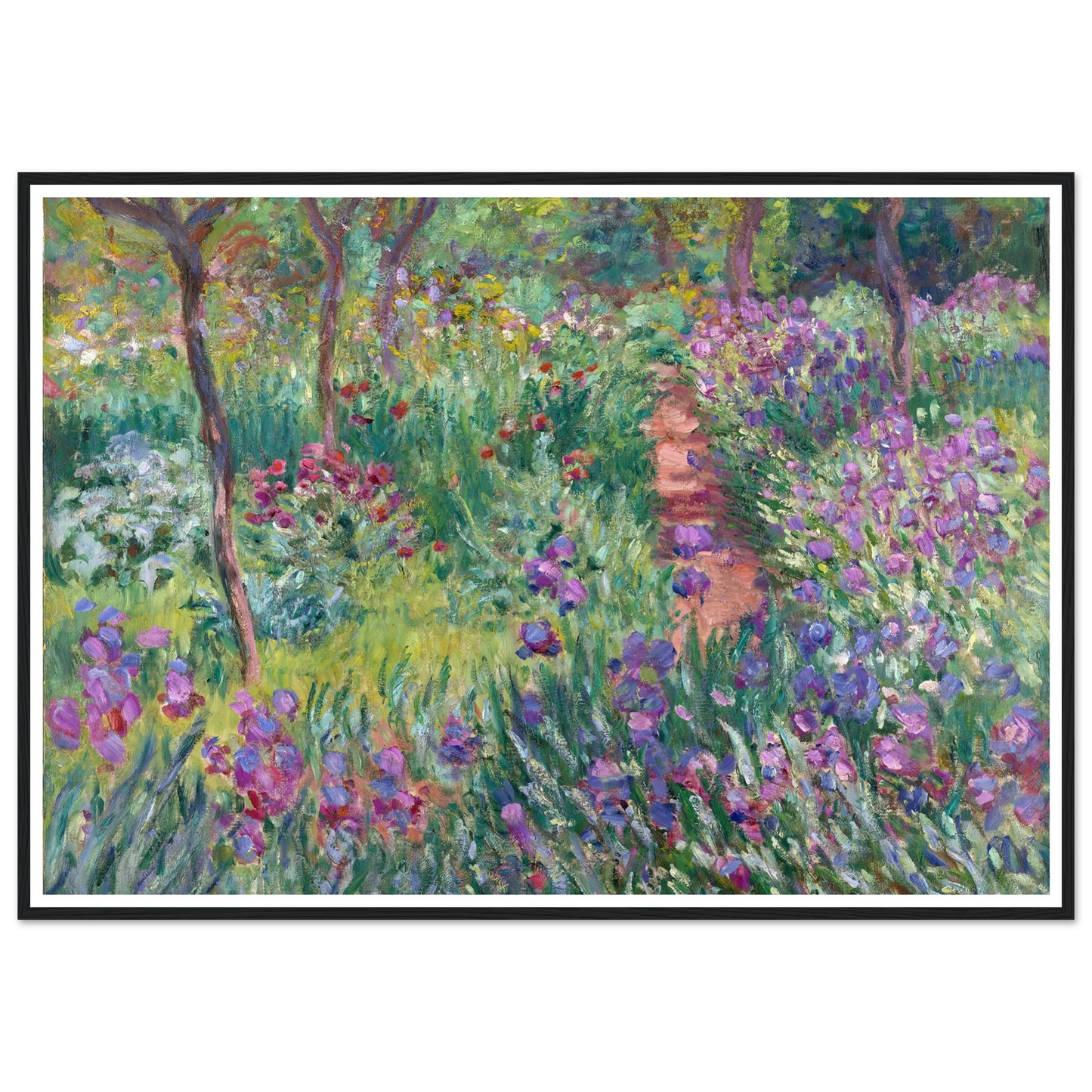 The Artist’s Garden in Giverny (1900) Art Print | Claude Monet - Framed Poster - 30x40 cm / 12x16″ - Black frame