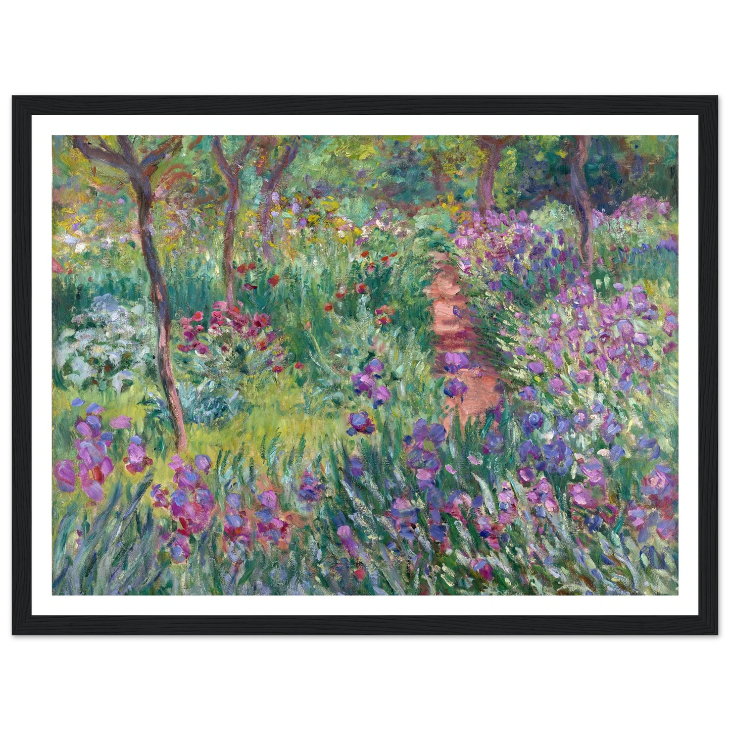 The Artist’s Garden in Giverny (1900) Art Print | Claude Monet - Framed Poster - 30x40 cm / 12x16″ - Black frame