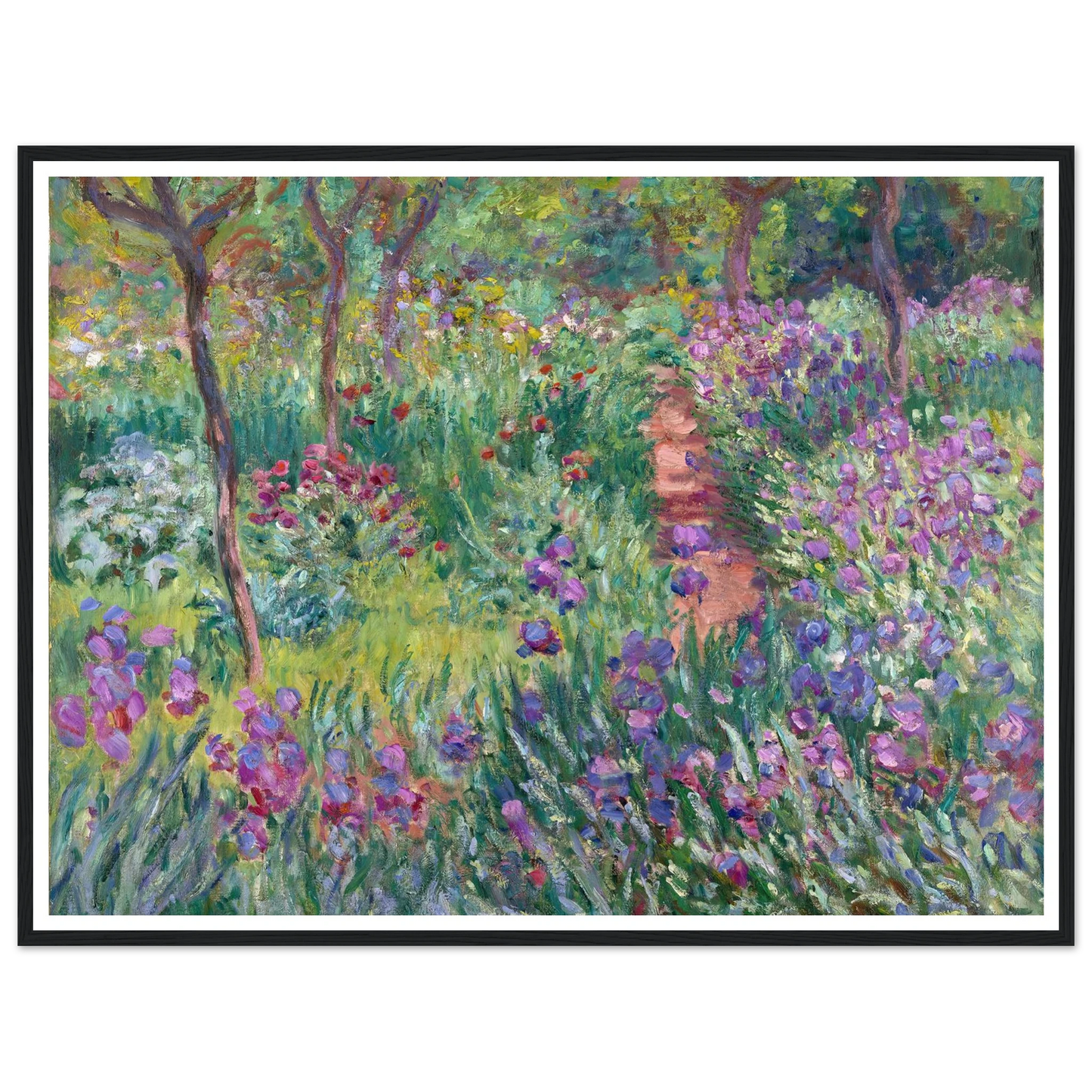 The Artist’s Garden in Giverny (1900) Art Print | Claude Monet - Framed Poster - 30x40 cm / 12x16″ - Black frame