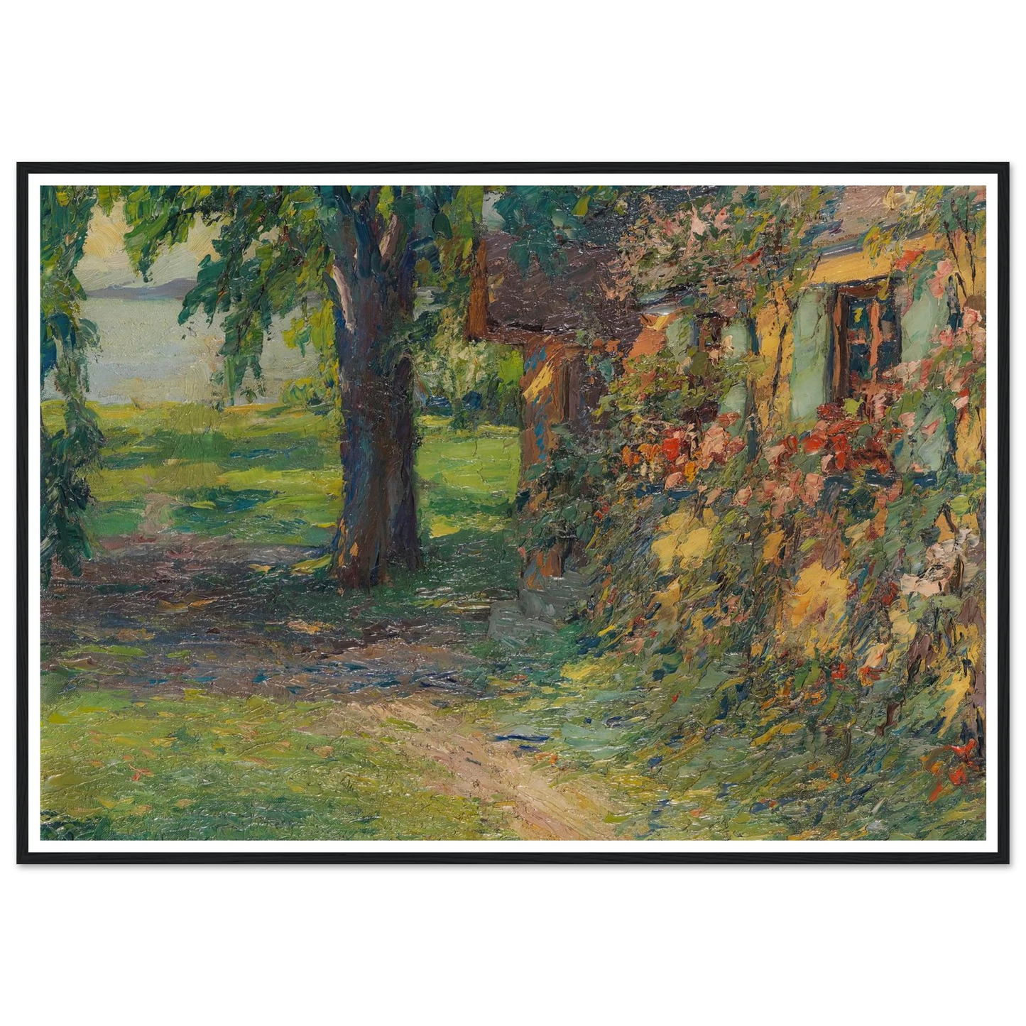 The artist’s house on Lake Starnberg (1920) Art Print | Edward Cucuel - Framed Poster - 30x40 cm / 12x16″ - Black frame