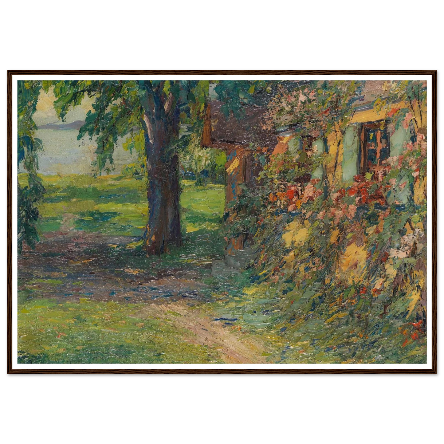 The artist’s house on Lake Starnberg (1920) Art Print | Edward Cucuel - Framed Poster - 30x40 cm / 12x16″ - Black frame
