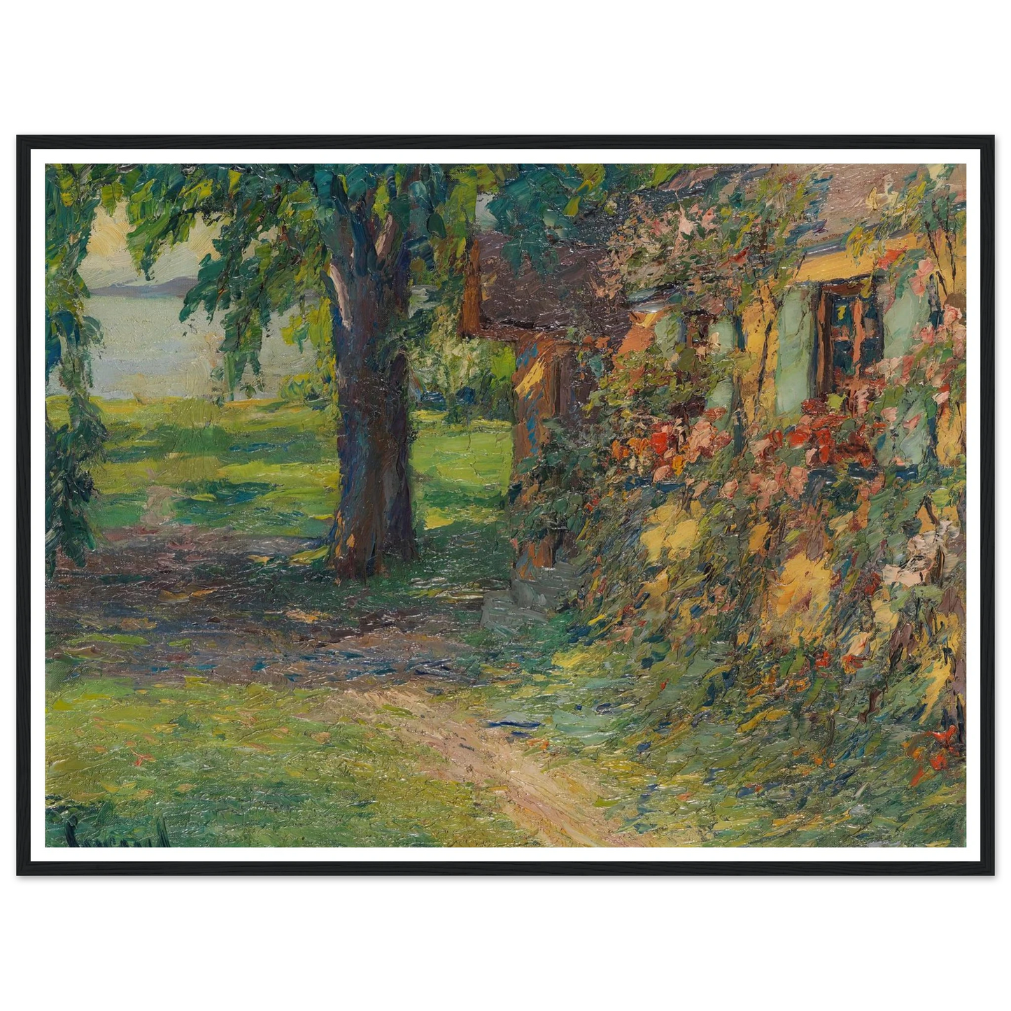 The artist’s house on Lake Starnberg (1920) Art Print | Edward Cucuel - Framed Poster - 30x40 cm / 12x16″ - Black frame