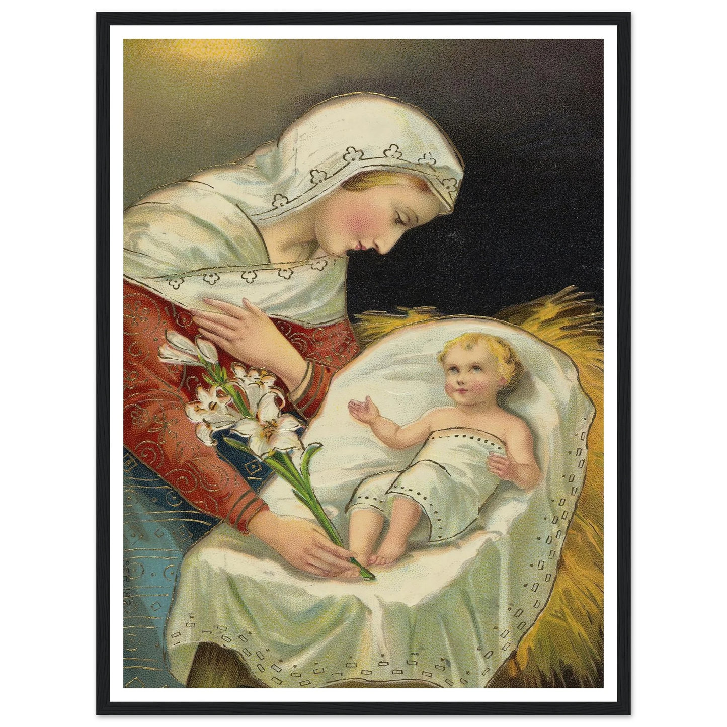 The baby Jesus and the Virgin Mary - Framed Poster - 30x40 cm / 12x16″ - Black frame