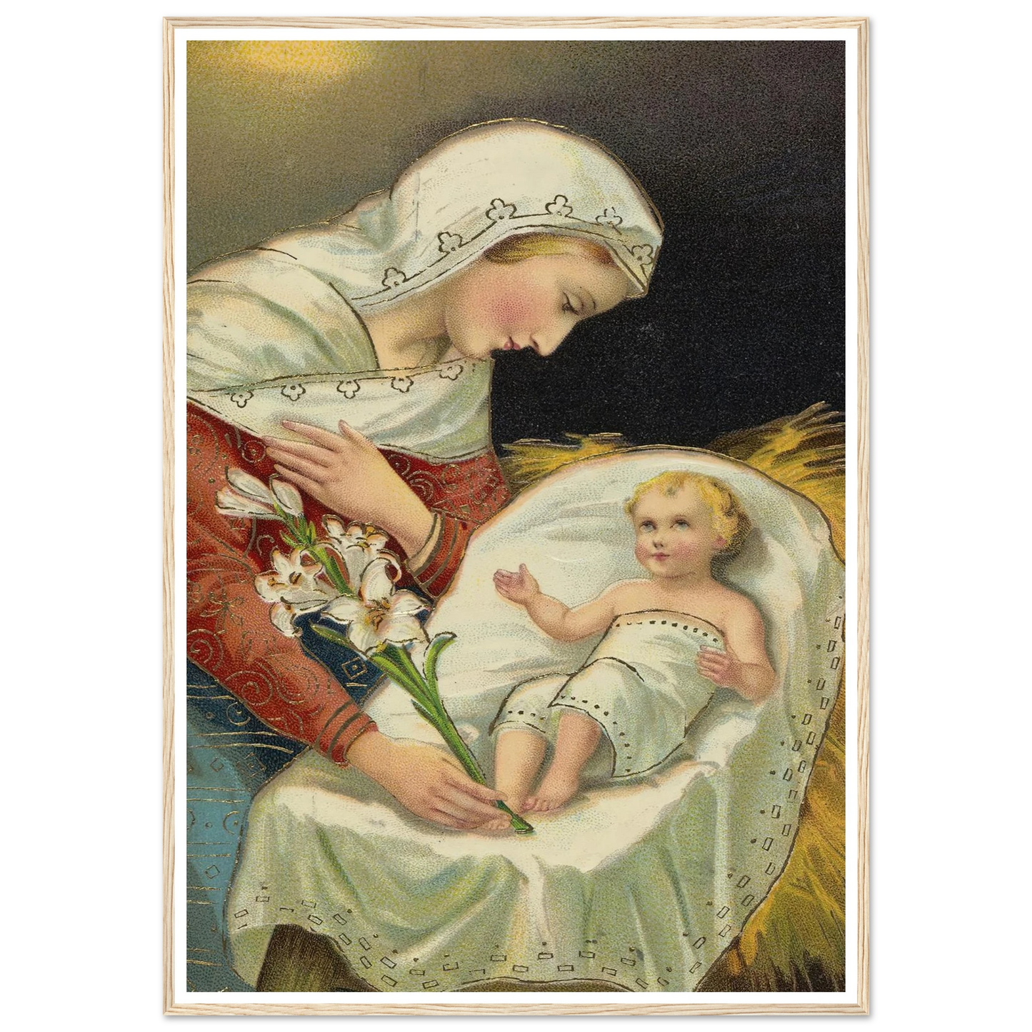 The baby Jesus and the Virgin Mary - Framed Poster - 30x40 cm / 12x16″ - Black frame