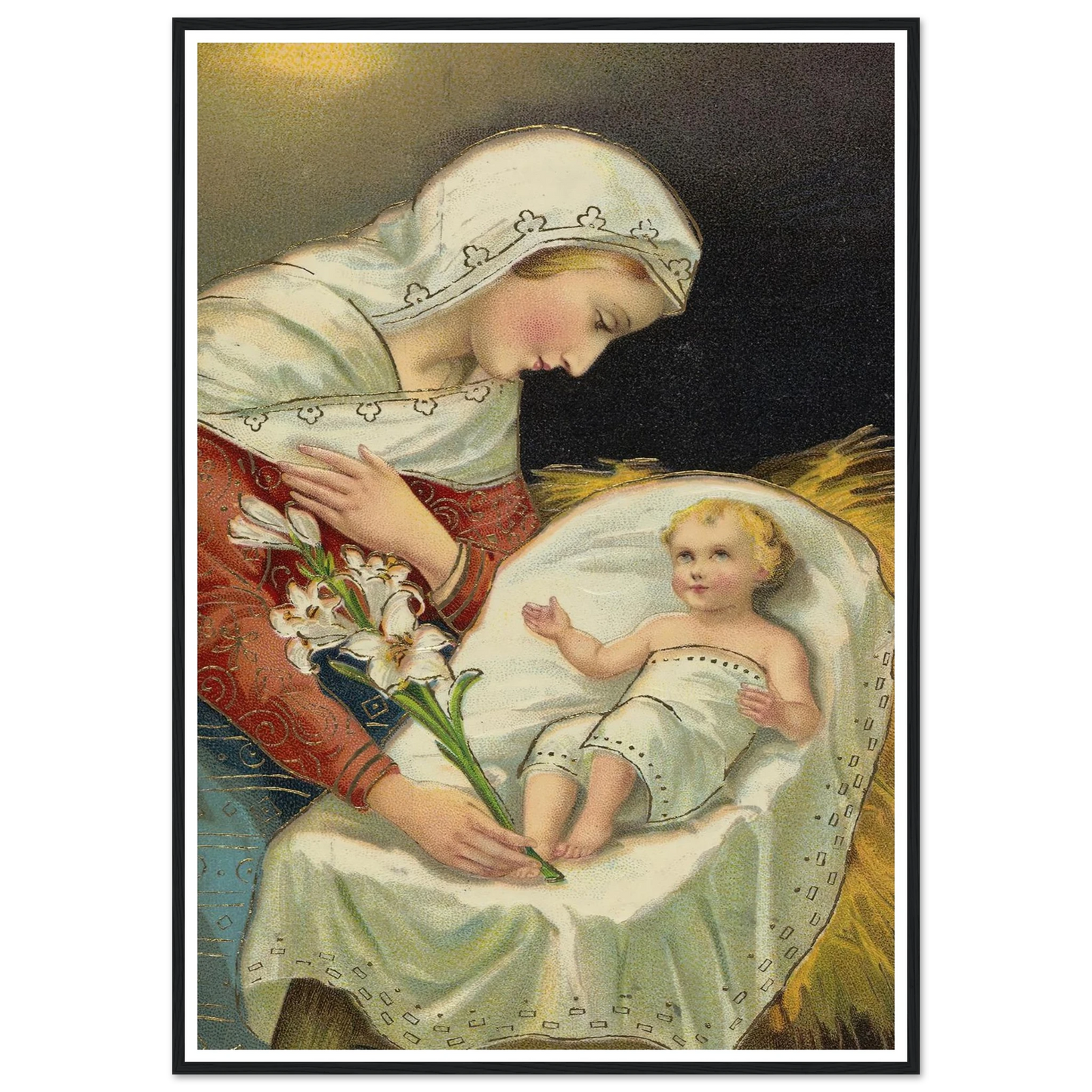The baby Jesus and the Virgin Mary - Framed Poster - 30x40 cm / 12x16″ - Black frame