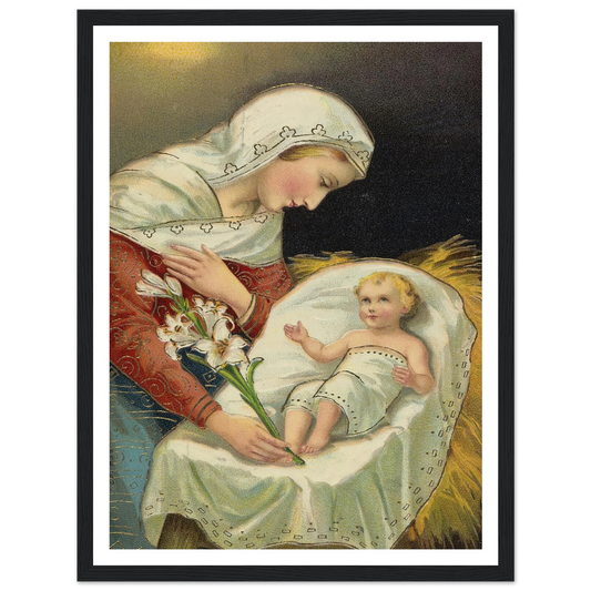 The baby Jesus and the Virgin Mary - Framed Poster - 30x40 cm / 12x16″ - Black frame