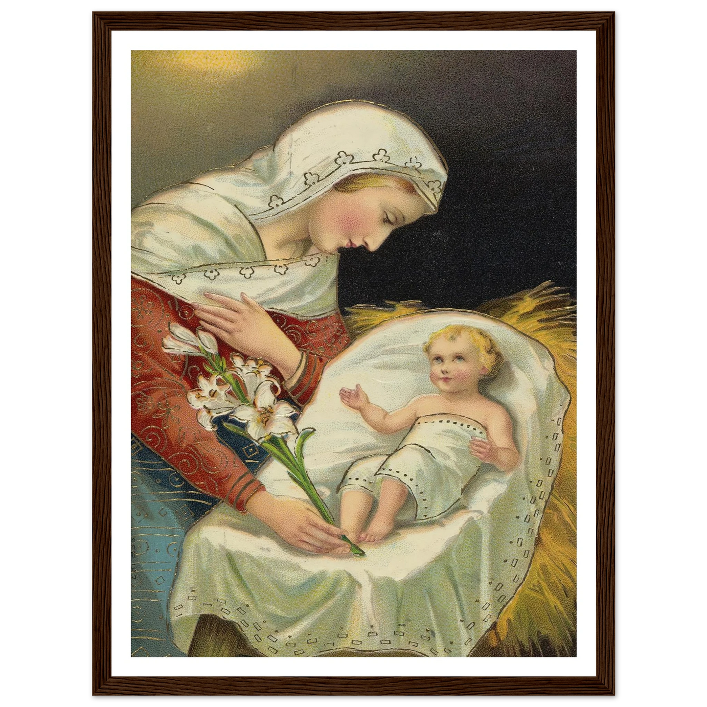 The baby Jesus and the Virgin Mary - Framed Poster - 30x40 cm / 12x16″ - Black frame