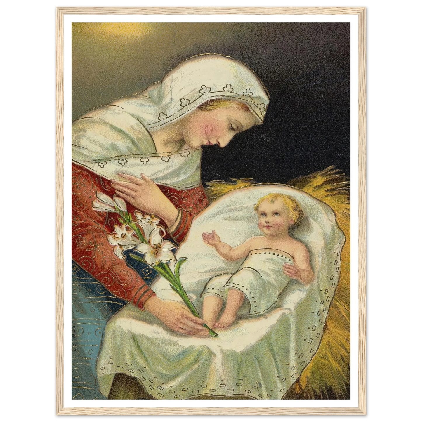 The baby Jesus and the Virgin Mary - Framed Poster - 30x40 cm / 12x16″ - Black frame