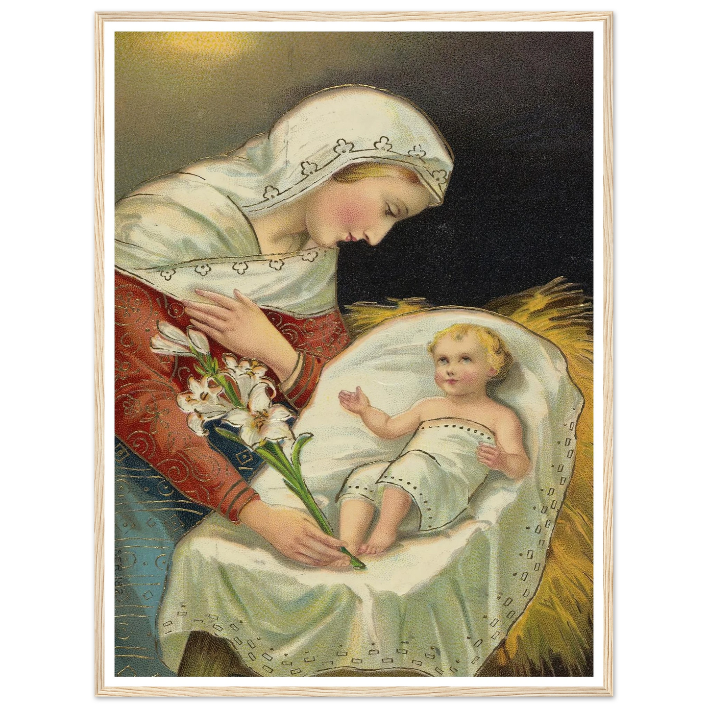 The baby Jesus and the Virgin Mary - Framed Poster - 30x40 cm / 12x16″ - Black frame