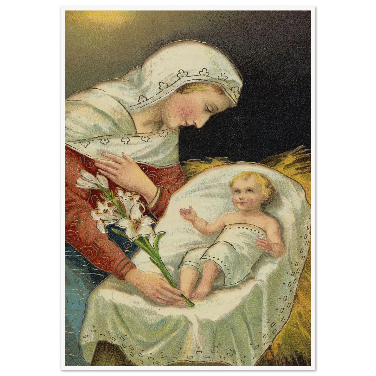 The baby Jesus and the Virgin Mary - Framed Poster - 30x40 cm / 12x16″ - Black frame