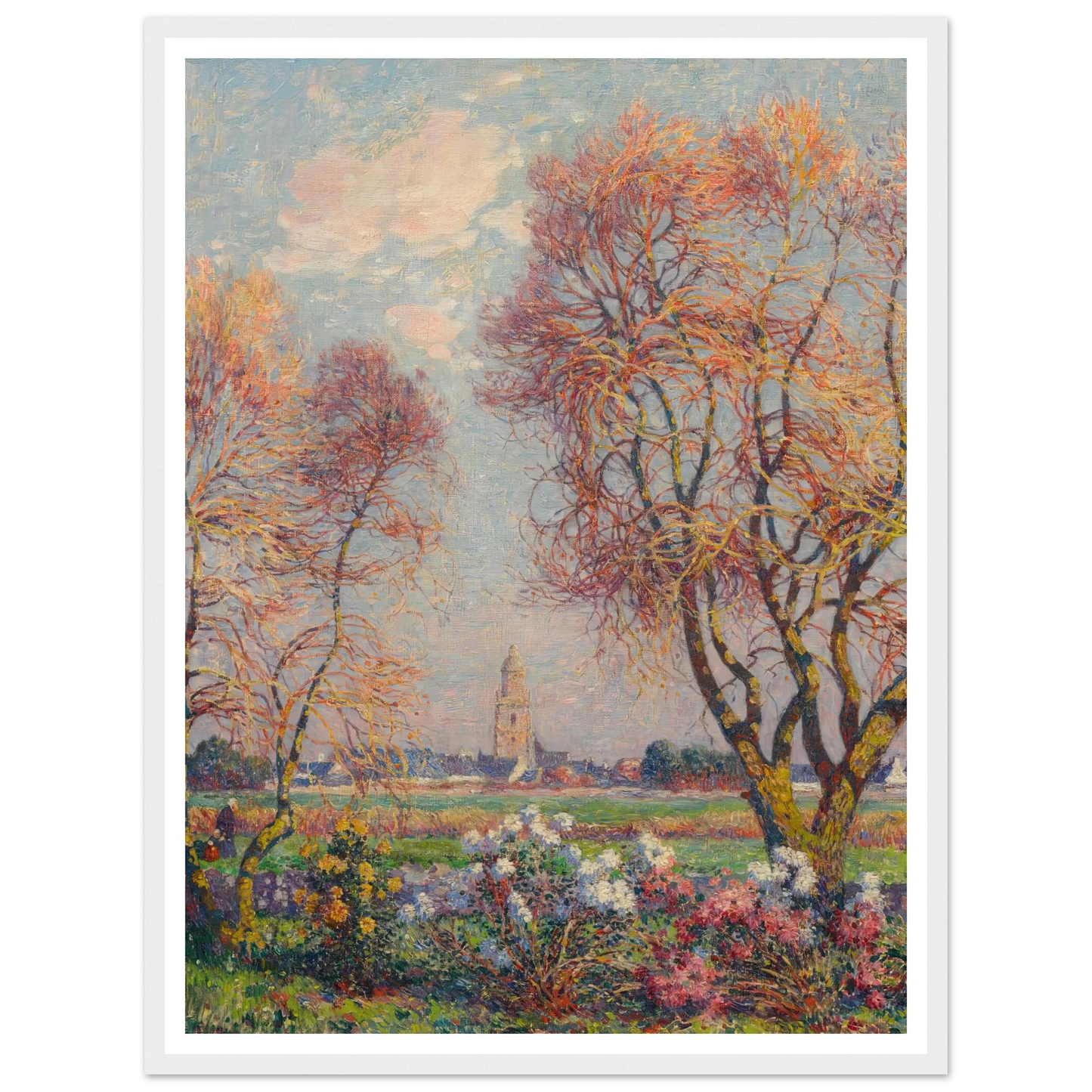 The Banks of the Loire, Basse Indre, 1917 Art Print | Ferdinand du Puigaudeau - Framed Poster - 30x40 cm / 12x16″ - Black frame