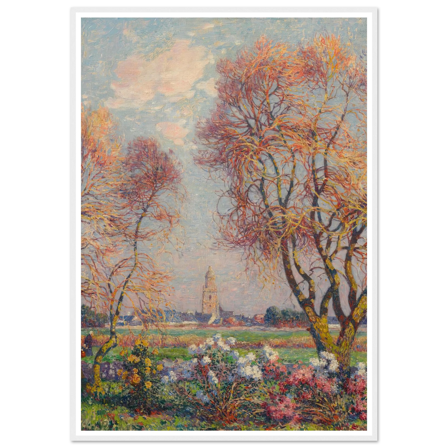 The Banks of the Loire, Basse Indre, 1917 Art Print | Ferdinand du Puigaudeau - Framed Poster - 30x40 cm / 12x16″ - Black frame