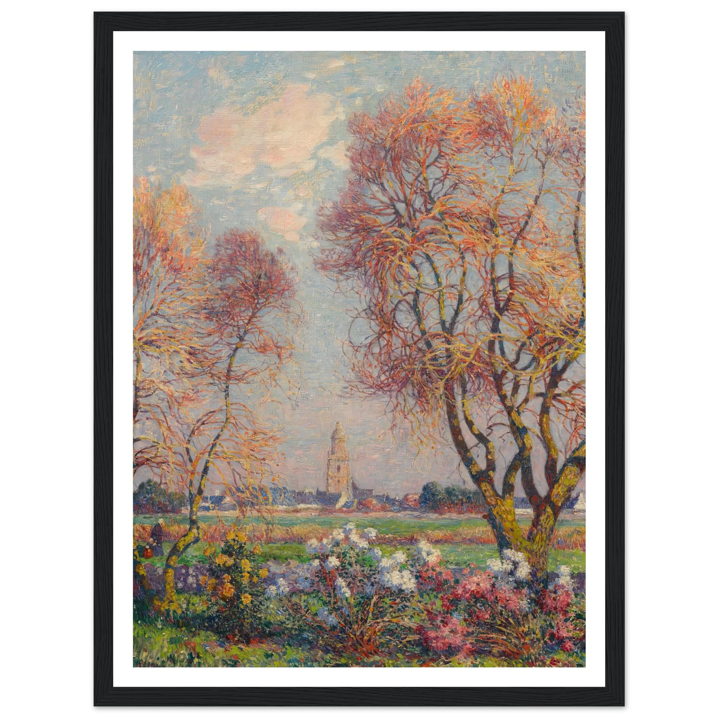 The Banks of the Loire, Basse Indre, 1917 Art Print | Ferdinand du Puigaudeau - Framed Poster - 30x40 cm / 12x16″ - Black frame