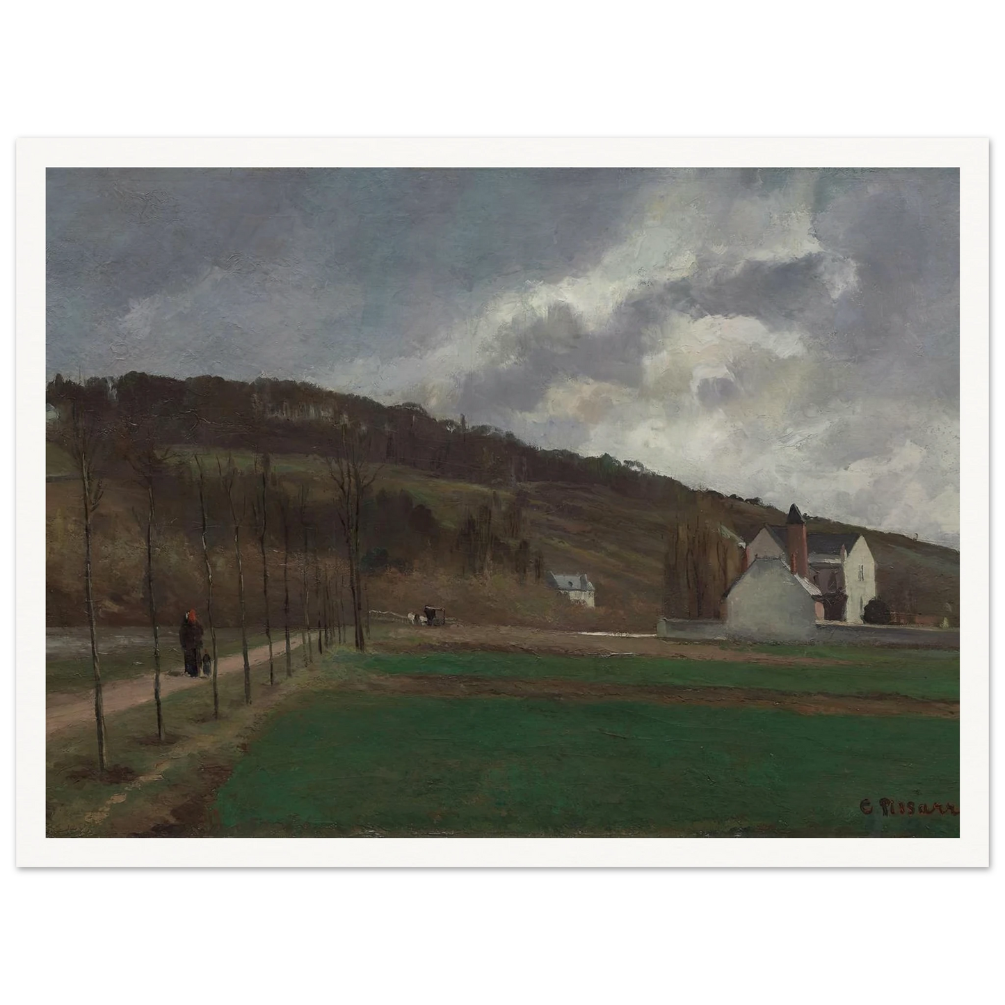 The Banks of the Marne in Winter (1866) Art Print | Camille Pissarro - Framed Poster - 30x40 cm / 12x16″ - Black frame