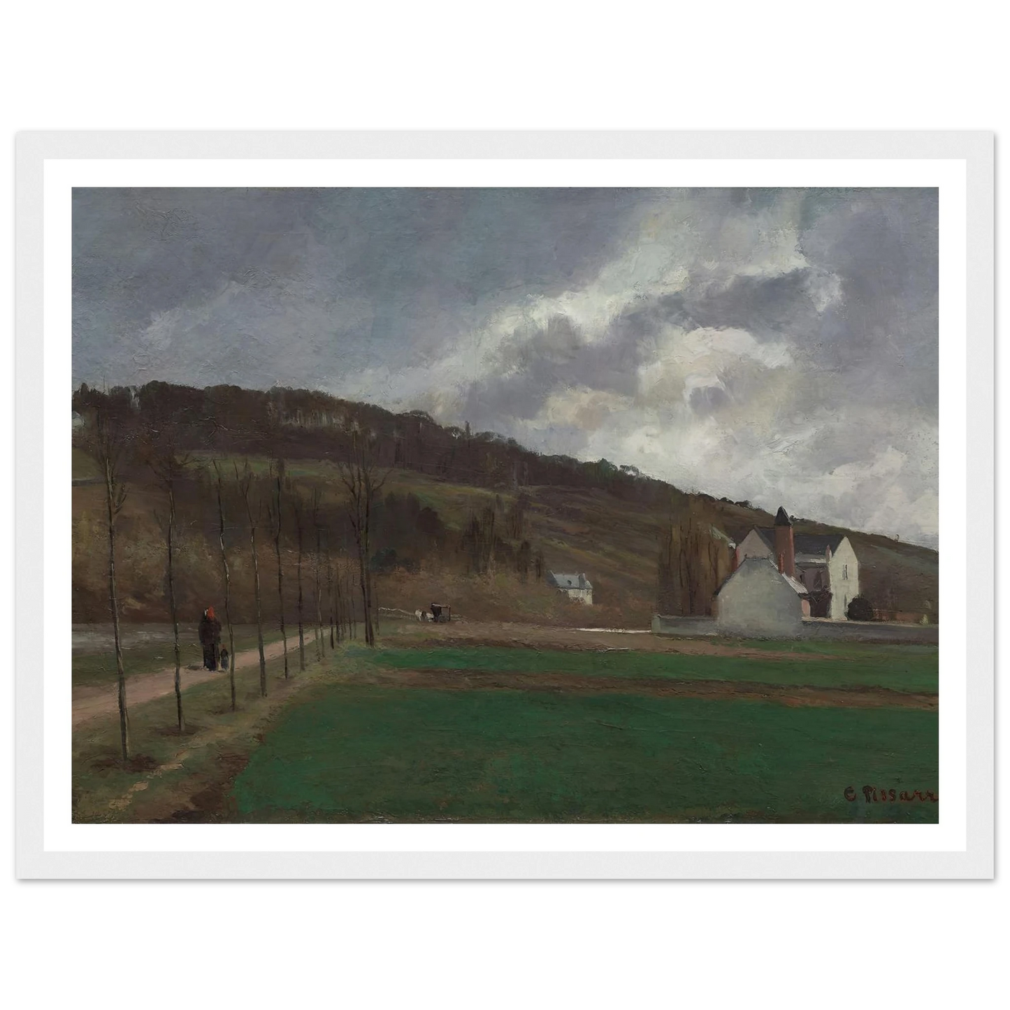 The Banks of the Marne in Winter (1866) Art Print | Camille Pissarro - Framed Poster - 30x40 cm / 12x16″ - Black frame