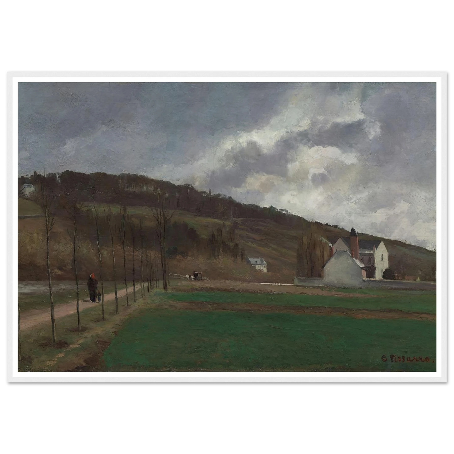 The Banks of the Marne in Winter (1866) Art Print | Camille Pissarro - Framed Poster - 30x40 cm / 12x16″ - Black frame