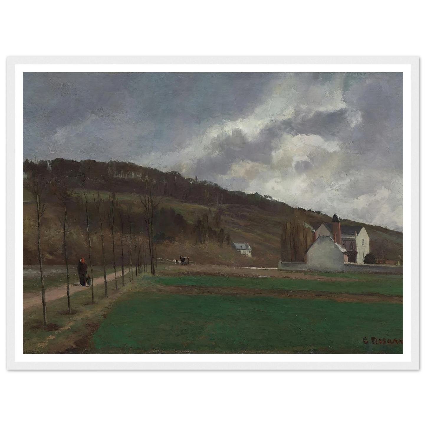 The Banks of the Marne in Winter (1866) Art Print | Camille Pissarro - Framed Poster - 30x40 cm / 12x16″ - Black frame