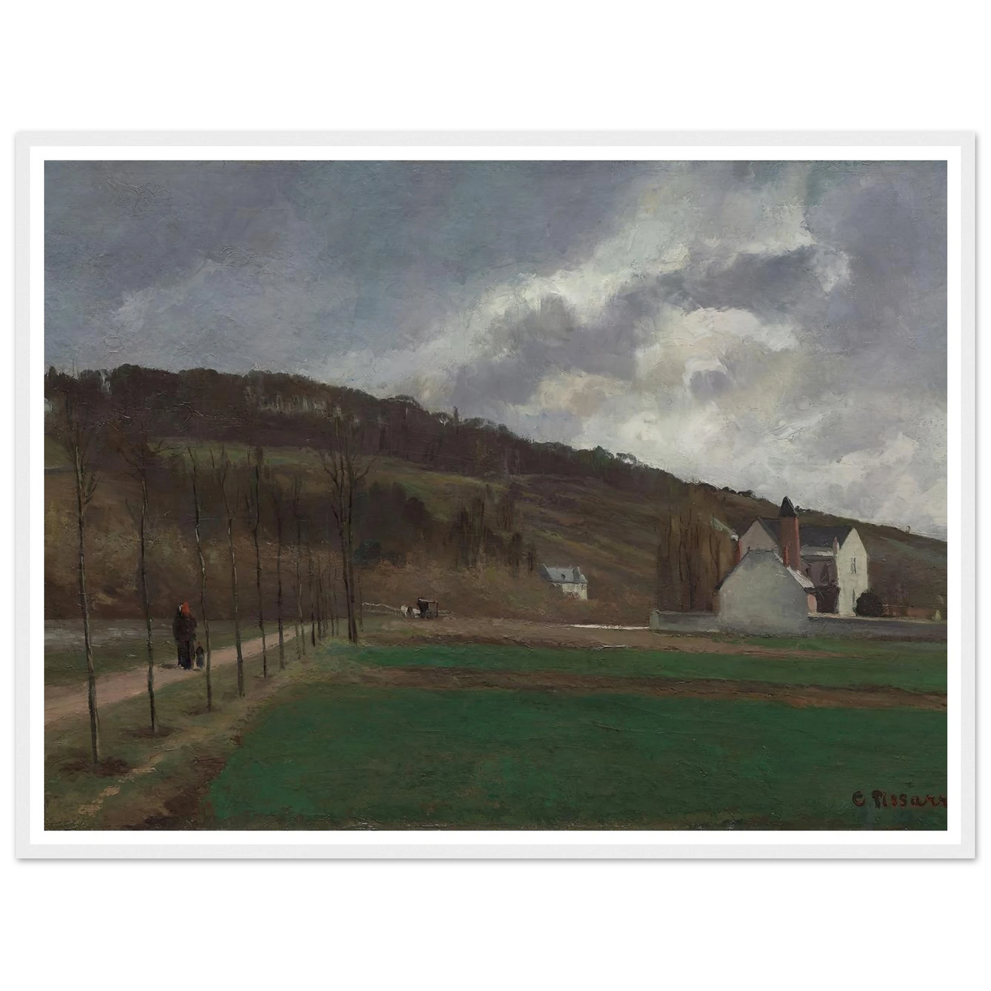 The Banks of the Marne in Winter (1866) Art Print | Camille Pissarro - Framed Poster - 30x40 cm / 12x16″ - Black frame