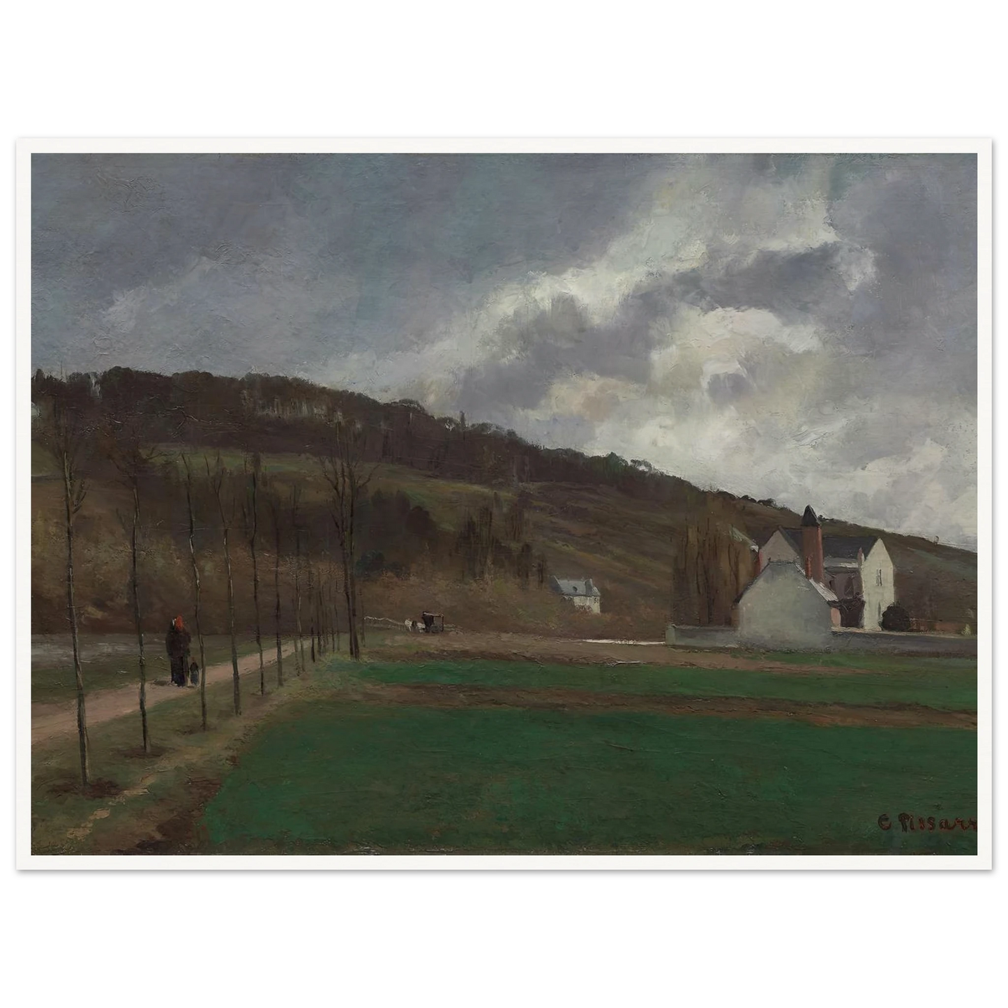 The Banks of the Marne in Winter (1866) Art Print | Camille Pissarro - Framed Poster - 30x40 cm / 12x16″ - Black frame