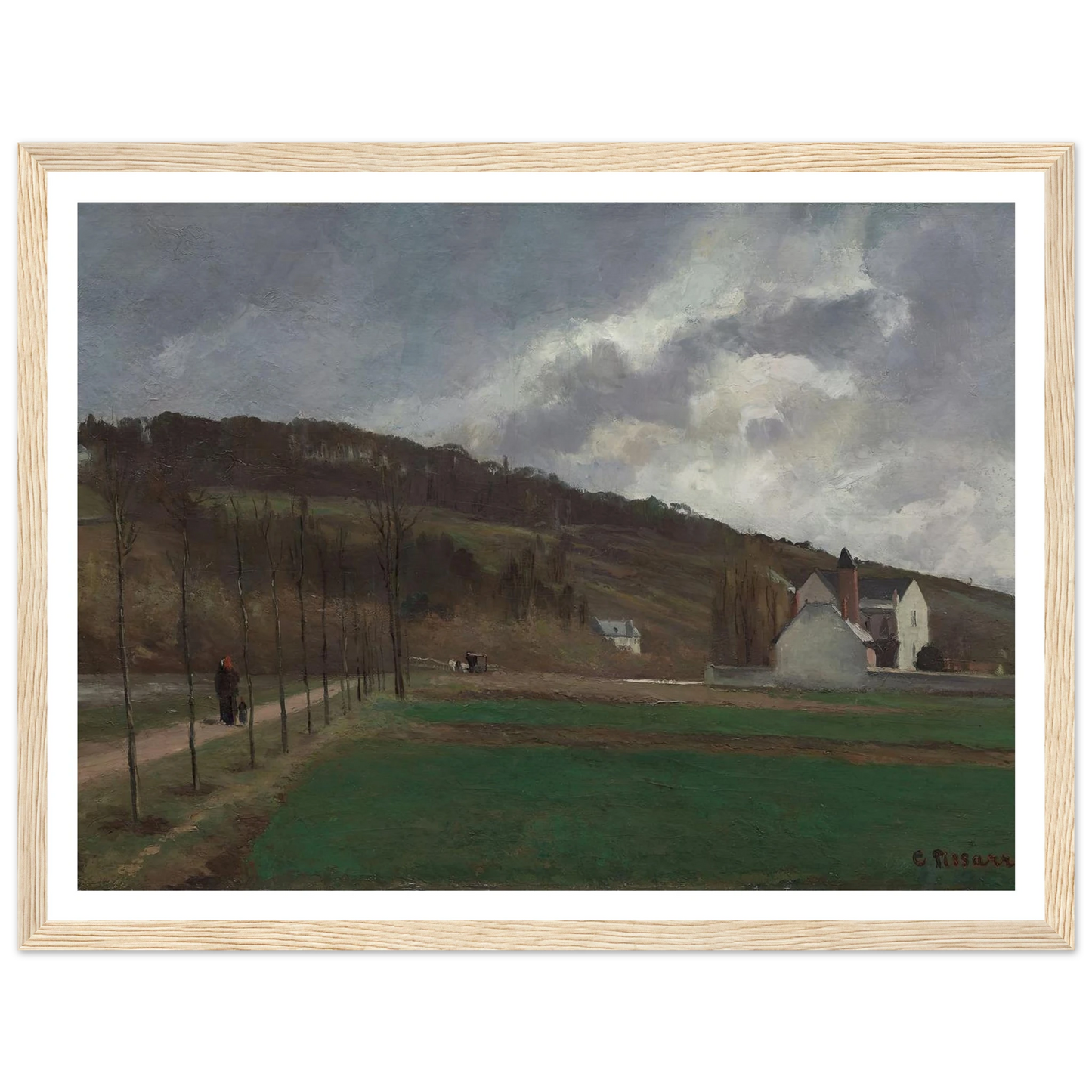 The Banks of the Marne in Winter (1866) Art Print | Camille Pissarro - Framed Poster - 30x40 cm / 12x16″ - Black frame
