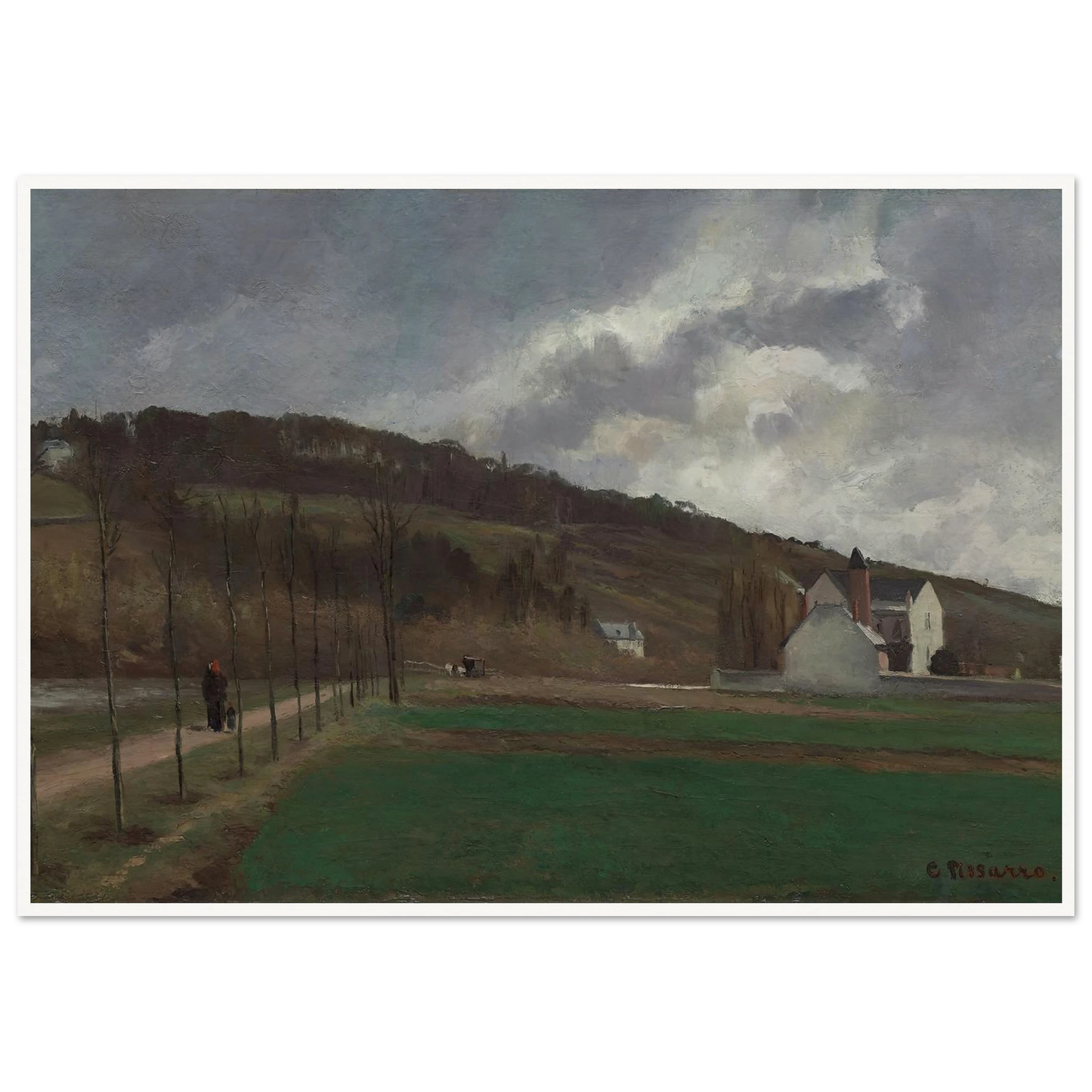 The Banks of the Marne in Winter (1866) Art Print | Camille Pissarro - Framed Poster - 30x40 cm / 12x16″ - Black frame