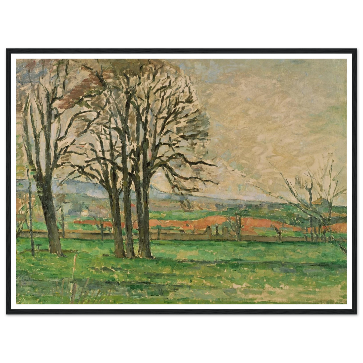 The Bare Trees at Jas de Bouffan Art Print | Paul Cezanne - Framed Poster - 30x40 cm / 12x16″ - Black frame