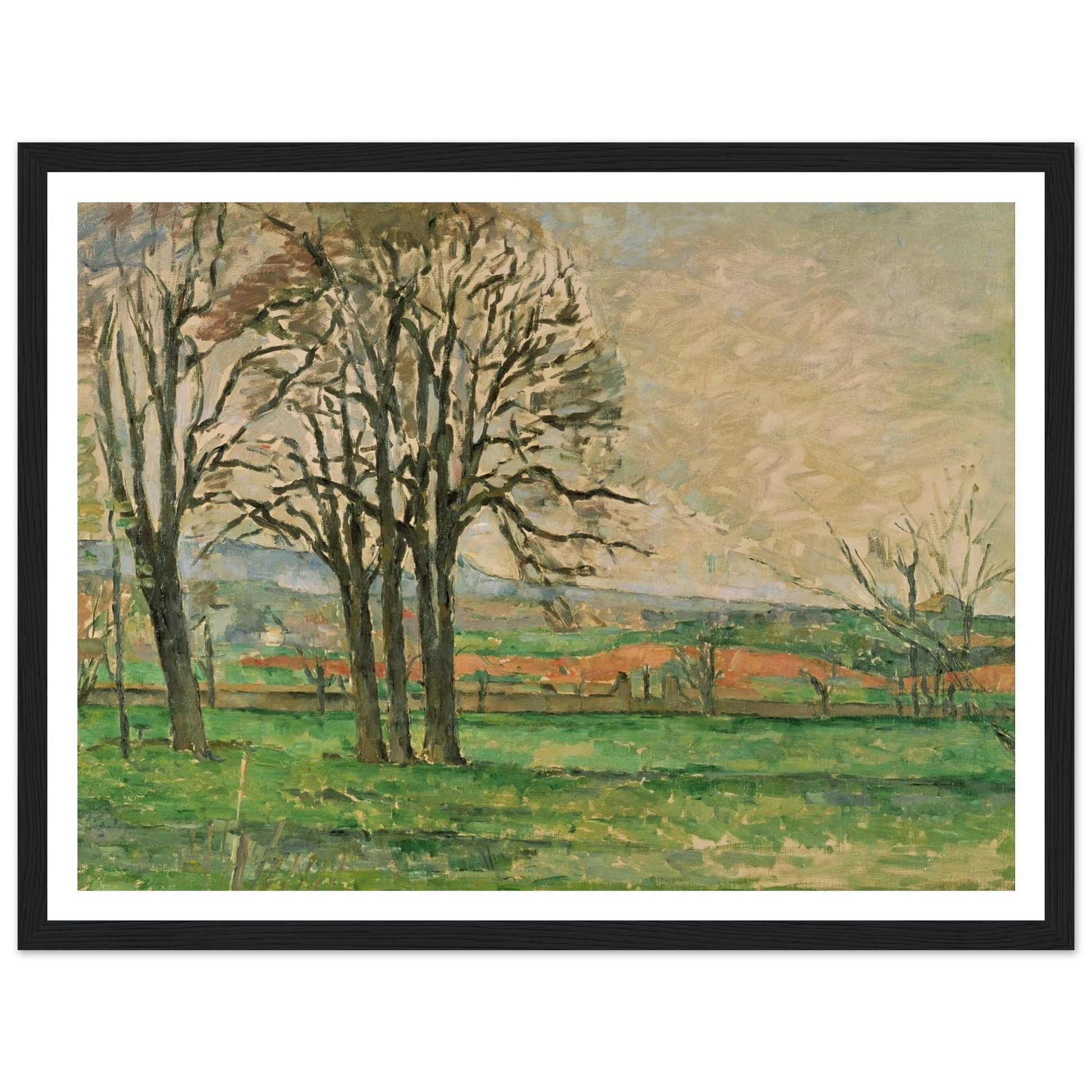 The Bare Trees at Jas de Bouffan Art Print | Paul Cezanne - Framed Poster - 30x40 cm / 12x16″ - Black frame