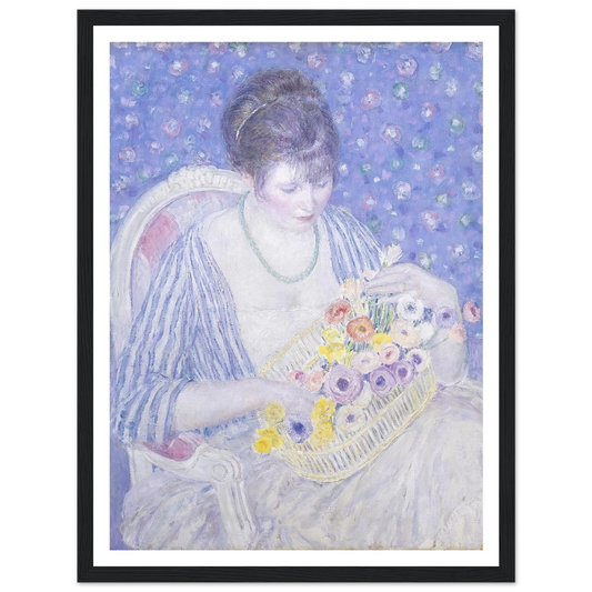 The Basket of Flowers (c. 1913-1917) Art Print | Frederick Carl Frieseke - Framed Poster - 30x40 cm / 12x16″ - Black frame