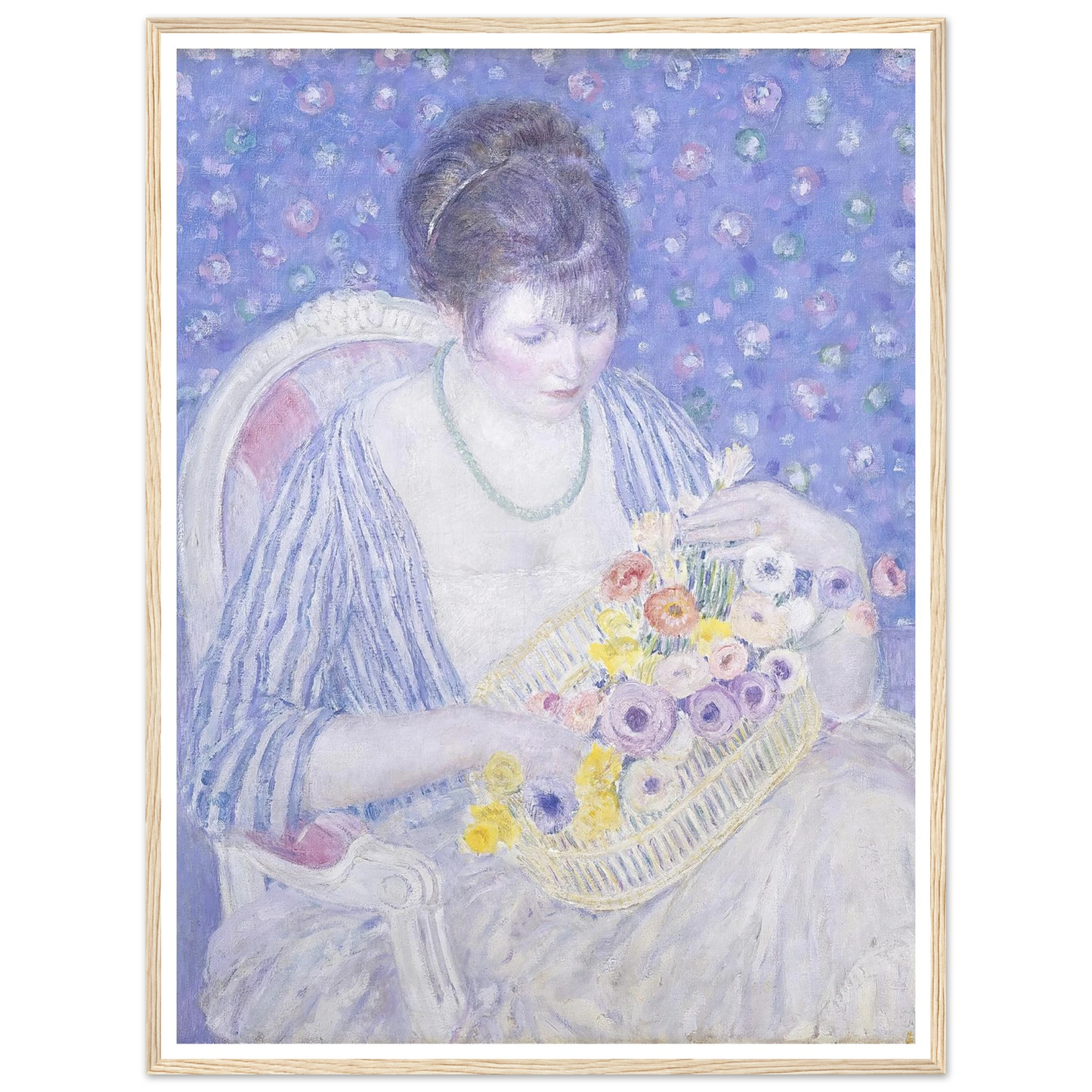 The Basket of Flowers (c. 1913-1917) Art Print | Frederick Carl Frieseke - Framed Poster - 30x40 cm / 12x16″ - Black frame