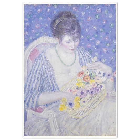 The Basket of Flowers (c. 1913-1917) Art Print | Frederick Carl Frieseke - Framed Poster - 30x40 cm / 12x16″ - Black frame