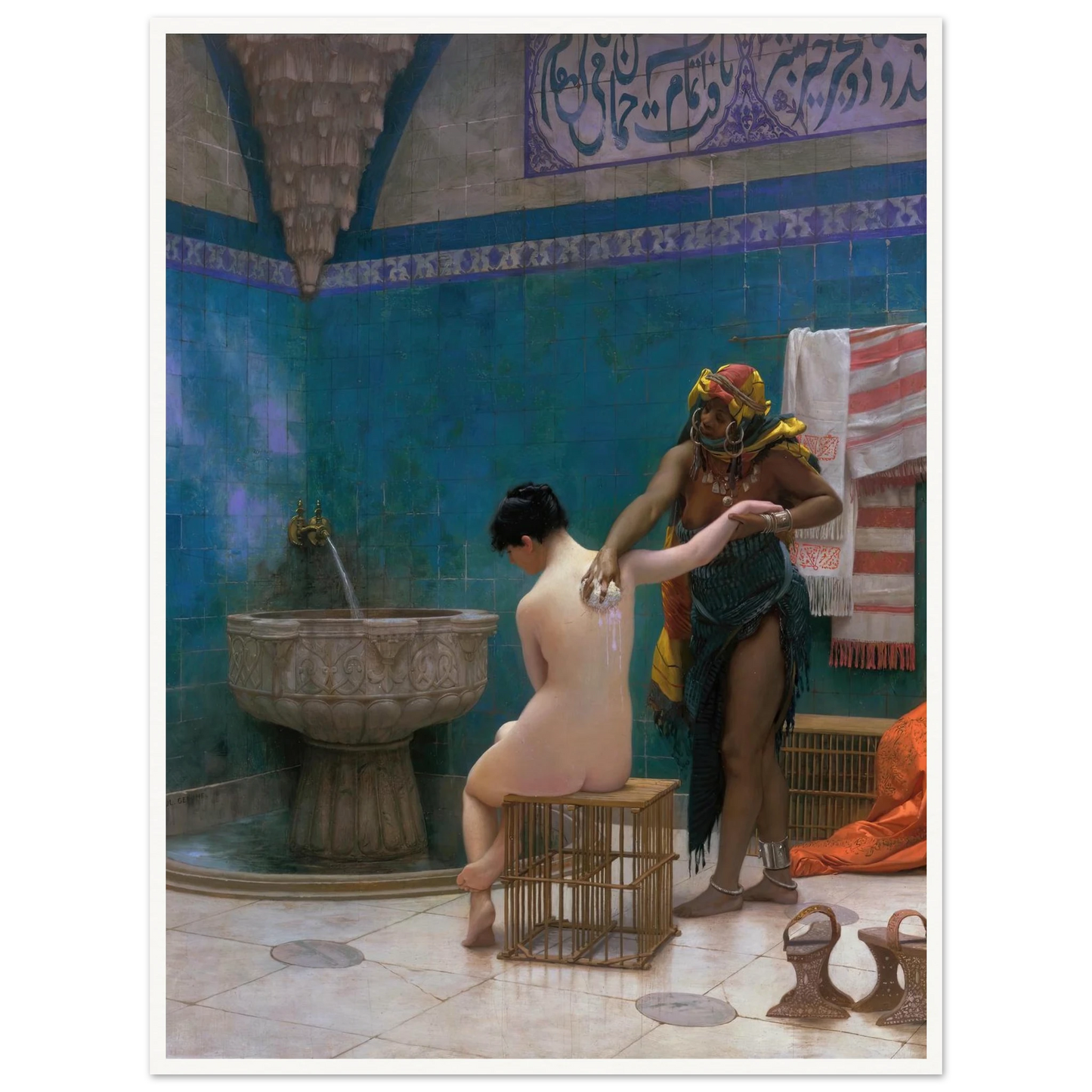 The Bath (circa 1880–1885) Art Print | Jean Leon Gerome - Framed Poster - 30x40 cm / 12x16″ - Black frame