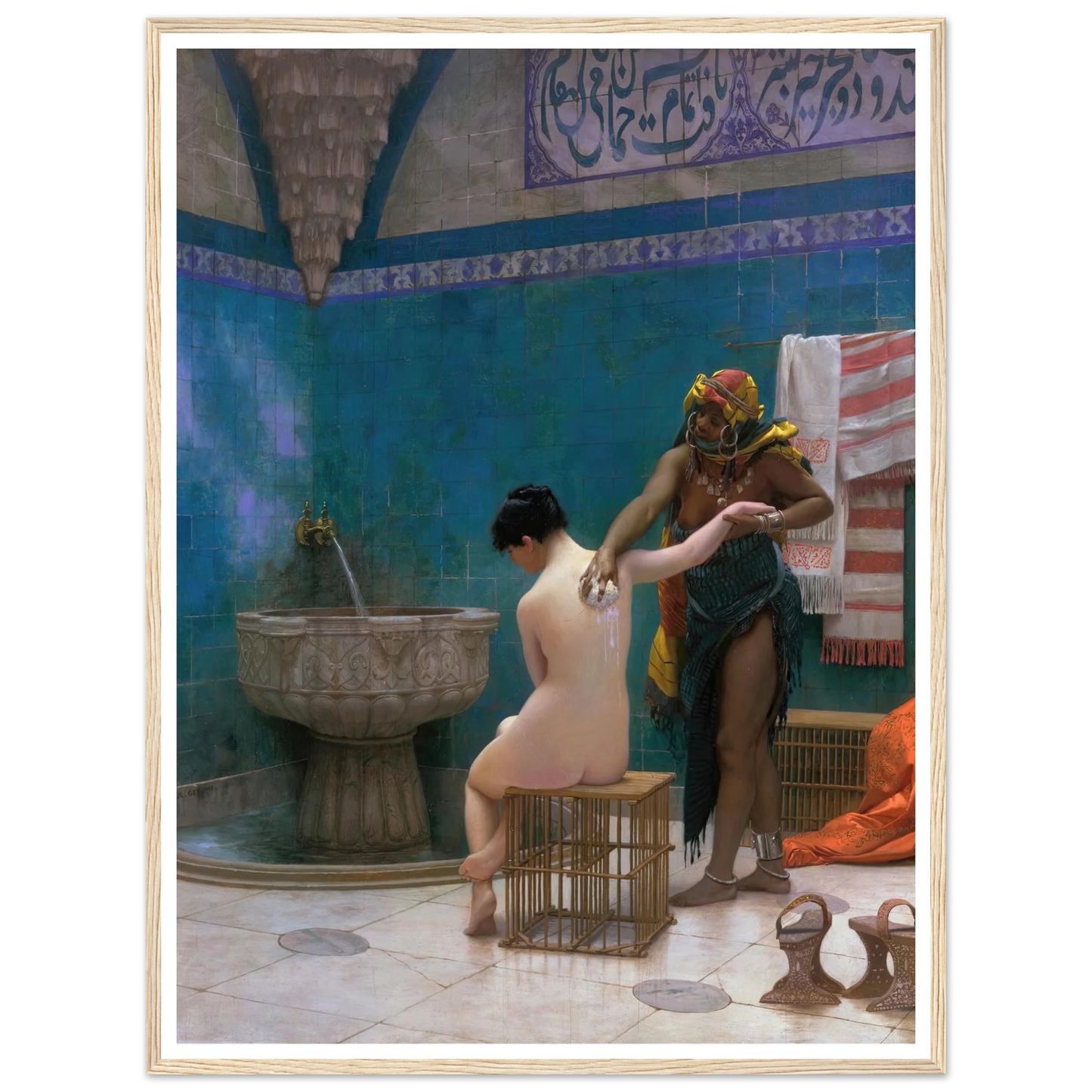 The Bath (circa 1880–1885) Art Print | Jean Leon Gerome - Framed Poster - 30x40 cm / 12x16″ - Black frame