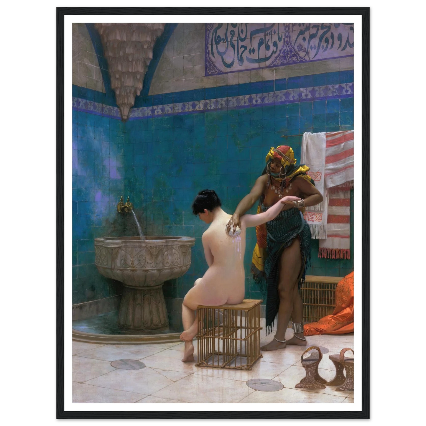 The Bath (circa 1880–1885) Art Print | Jean Leon Gerome - Framed Poster - 30x40 cm / 12x16″ - Black frame
