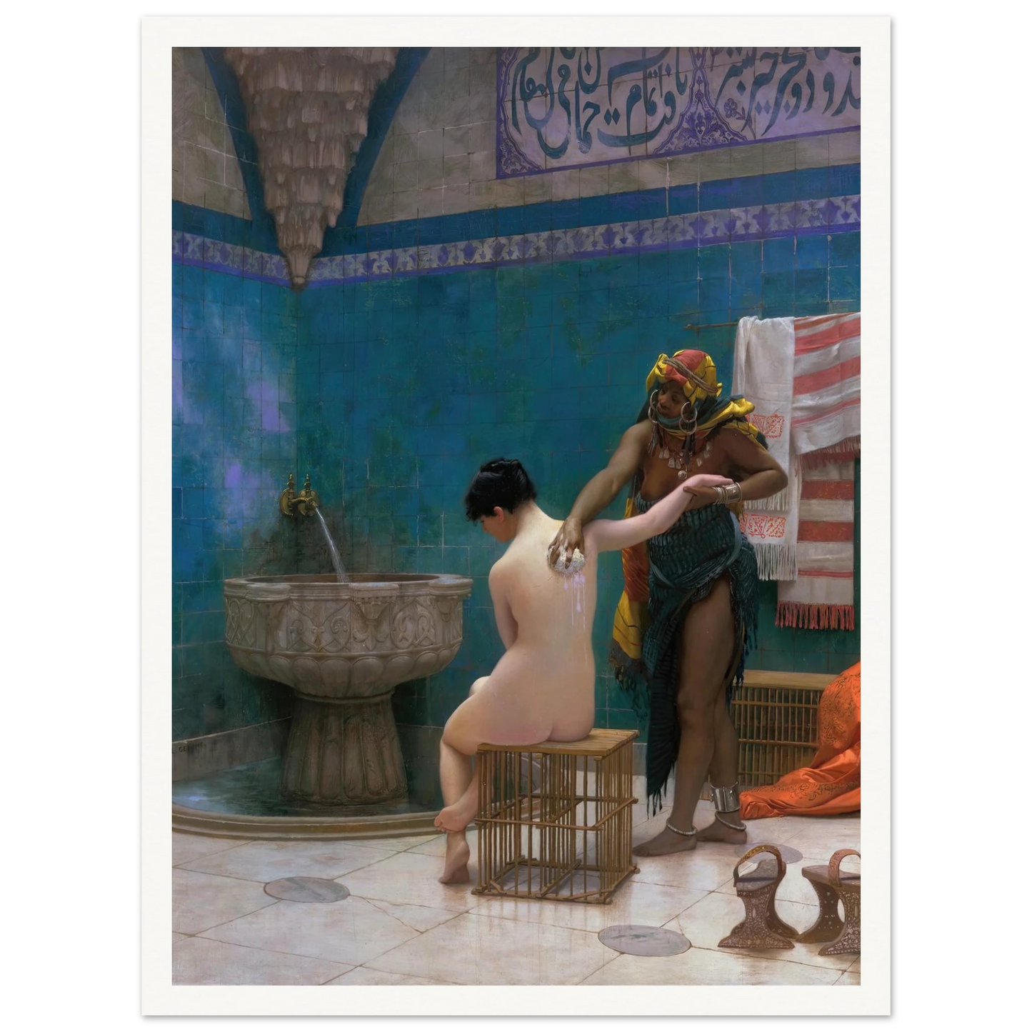The Bath (circa 1880–1885) Art Print | Jean Leon Gerome - Framed Poster - 30x40 cm / 12x16″ - Black frame