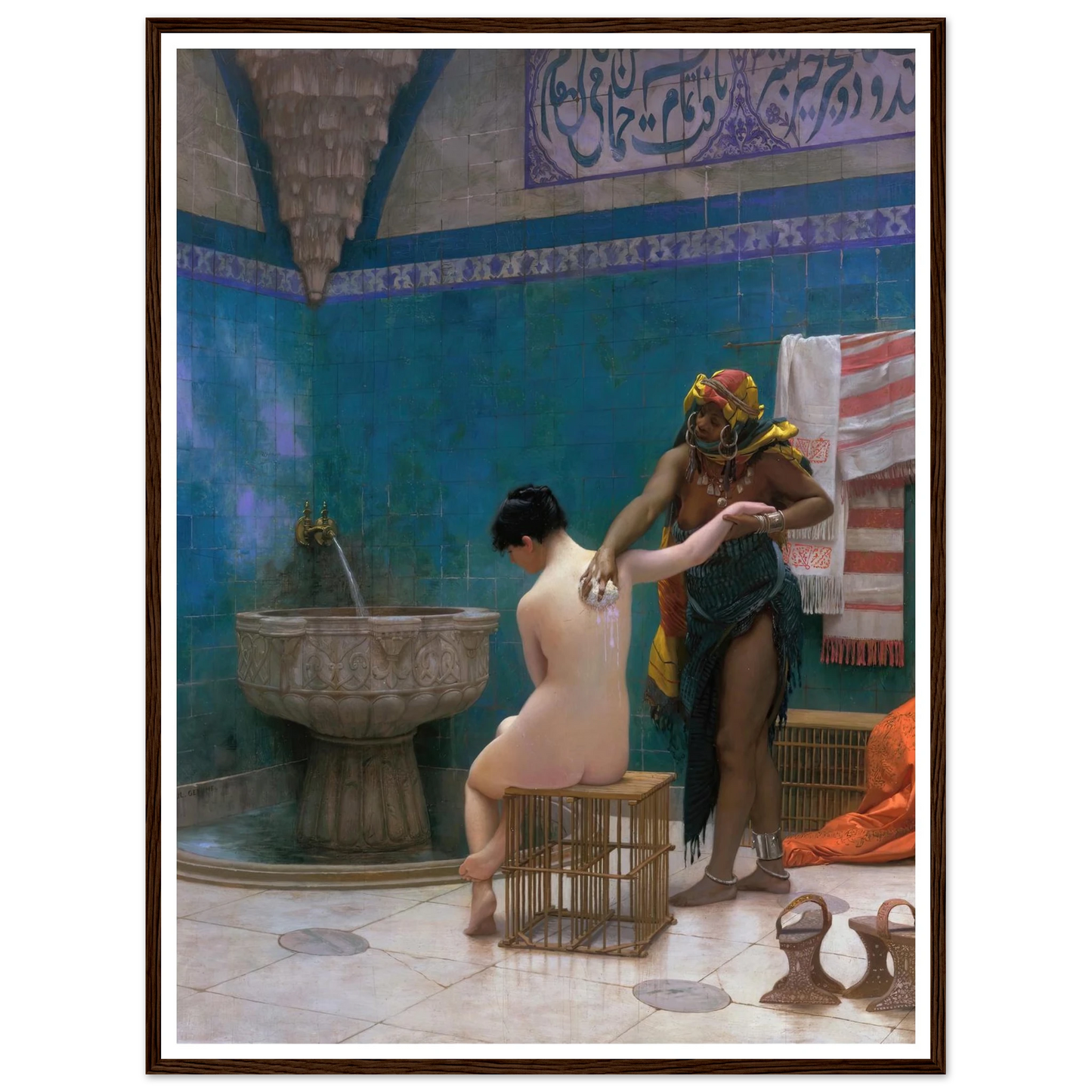 The Bath (circa 1880–1885) Art Print | Jean Leon Gerome - Framed Poster - 30x40 cm / 12x16″ - Black frame