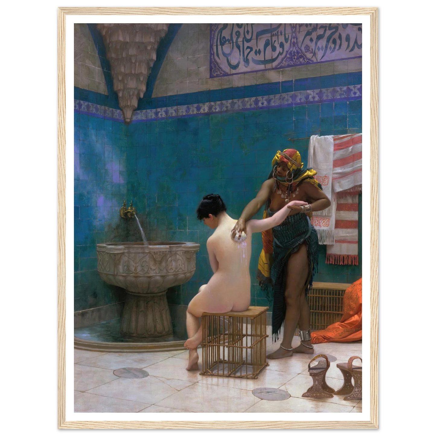 The Bath (circa 1880–1885) Art Print | Jean Leon Gerome - Framed Poster - 30x40 cm / 12x16″ - Black frame