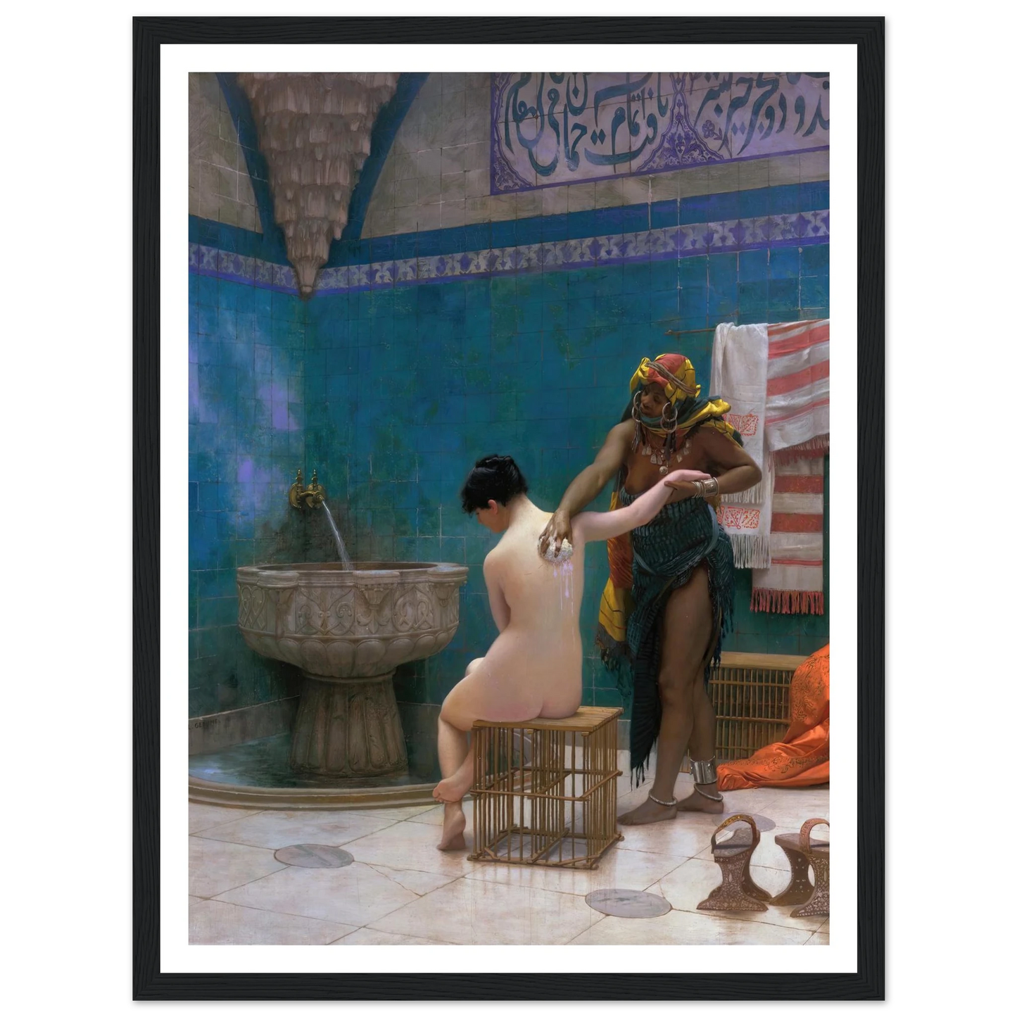 The Bath (circa 1880–1885) Art Print | Jean Leon Gerome - Framed Poster - 30x40 cm / 12x16″ - Black frame