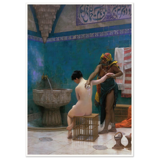 The Bath (circa 1880–1885) Art Print | Jean Leon Gerome - Framed Poster - 30x40 cm / 12x16″ - Black frame