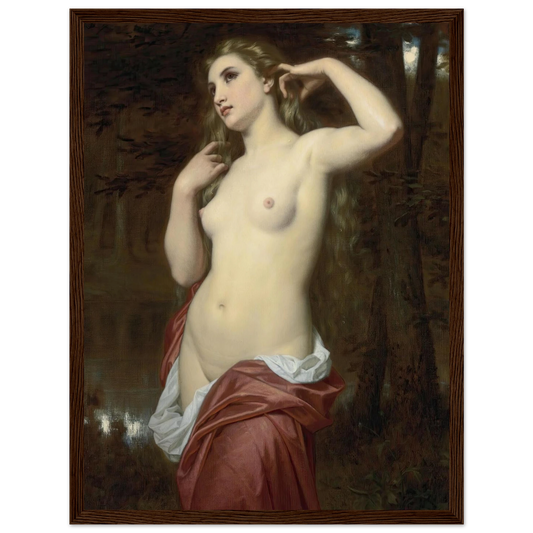 The Bather (1870) Art Print | Hugues Merle - Framed Poster - 30x40 cm / 12x16″ - Black frame